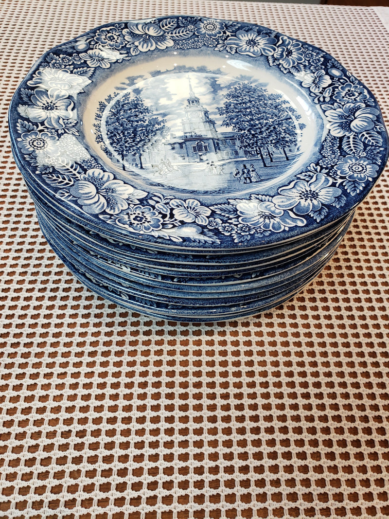 Liberty Blue Independence Hall Dinner Plates