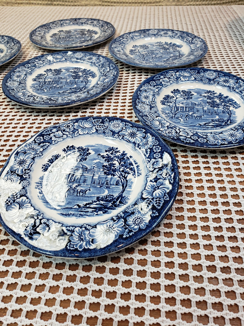 Liberty Blue Monticello set of 8 Bread-and-Butter Plates