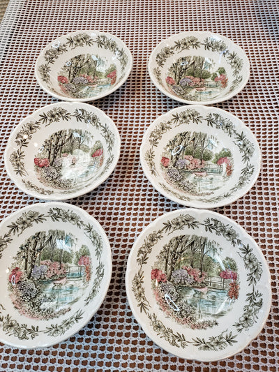 Windsor Ware Johnson Bros Azalea Garden set of 6 Cereal Bowls