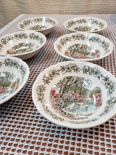 Windsor Ware Johnson Bros Azalea Garden set of 6 Cereal Bowls