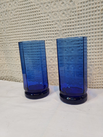Anchor-Hocking Cobalt Blue Tall Glass Pair