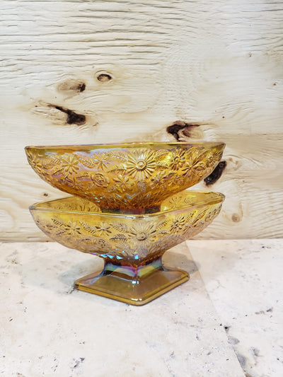 Pineapple & Floral Pattern Amber Compote Dish