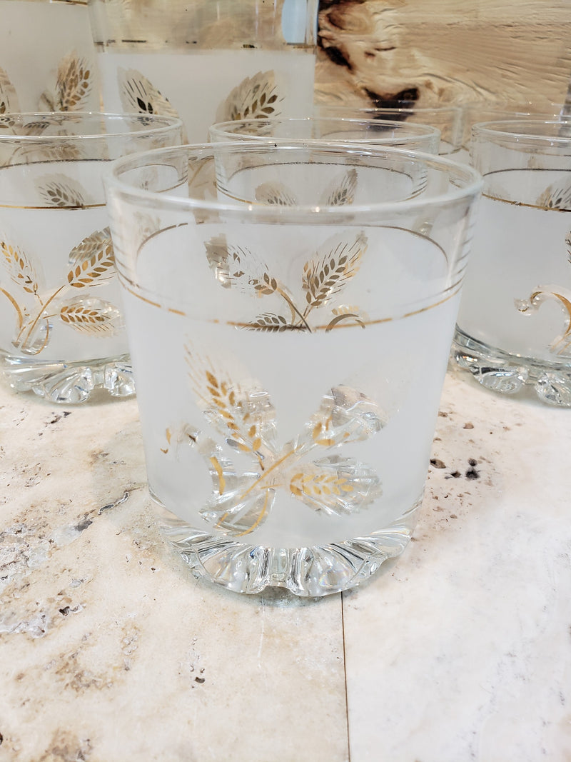 MCM Covetro Frosted Golden Wheat Bar Glass Set of 8