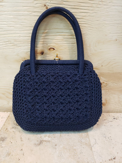 Navy Blue Crochet Handbag