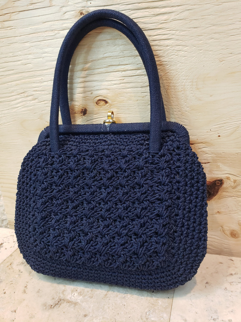Navy Blue Crochet Handbag