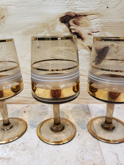Black and Gold Sherry Wine Glass set of 4