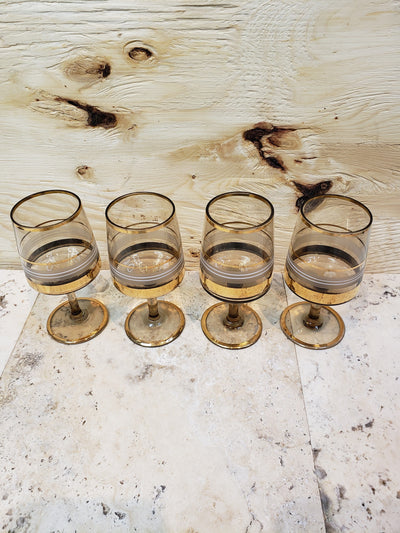 Black and Gold Sherry Wine Glass set of 4