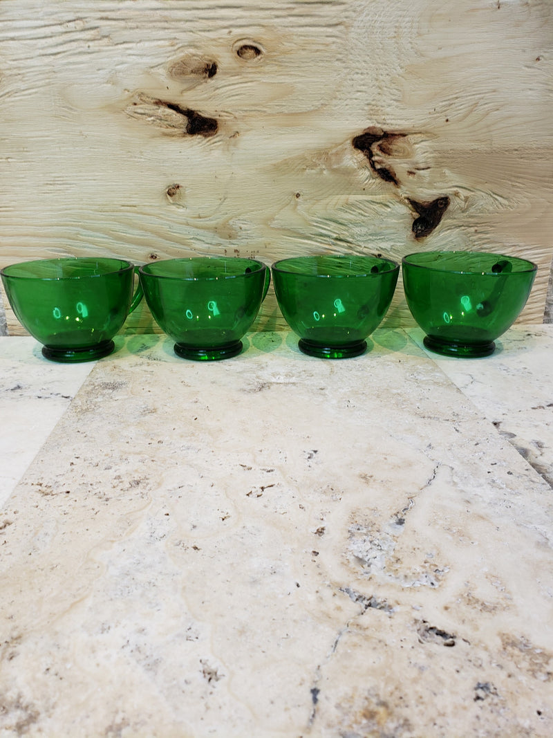 Anchor-Hocking Forest Green set of 4 Punch Cups
