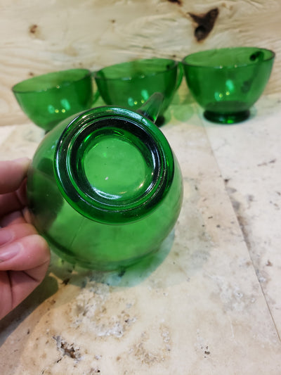 Anchor-Hocking Forest Green set of 4 Punch Cups