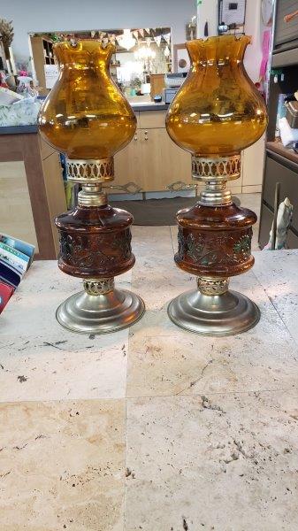 Vintage Oil Lamp Pair