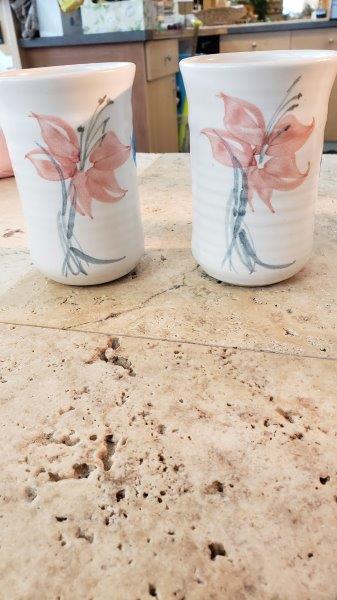 Pottery Cup with Lily