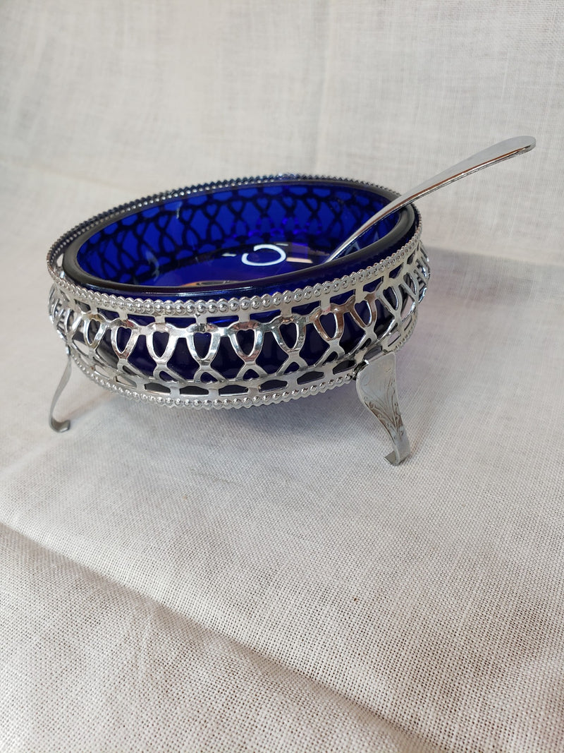 Cobalt Blue Jam Dish with Spoon